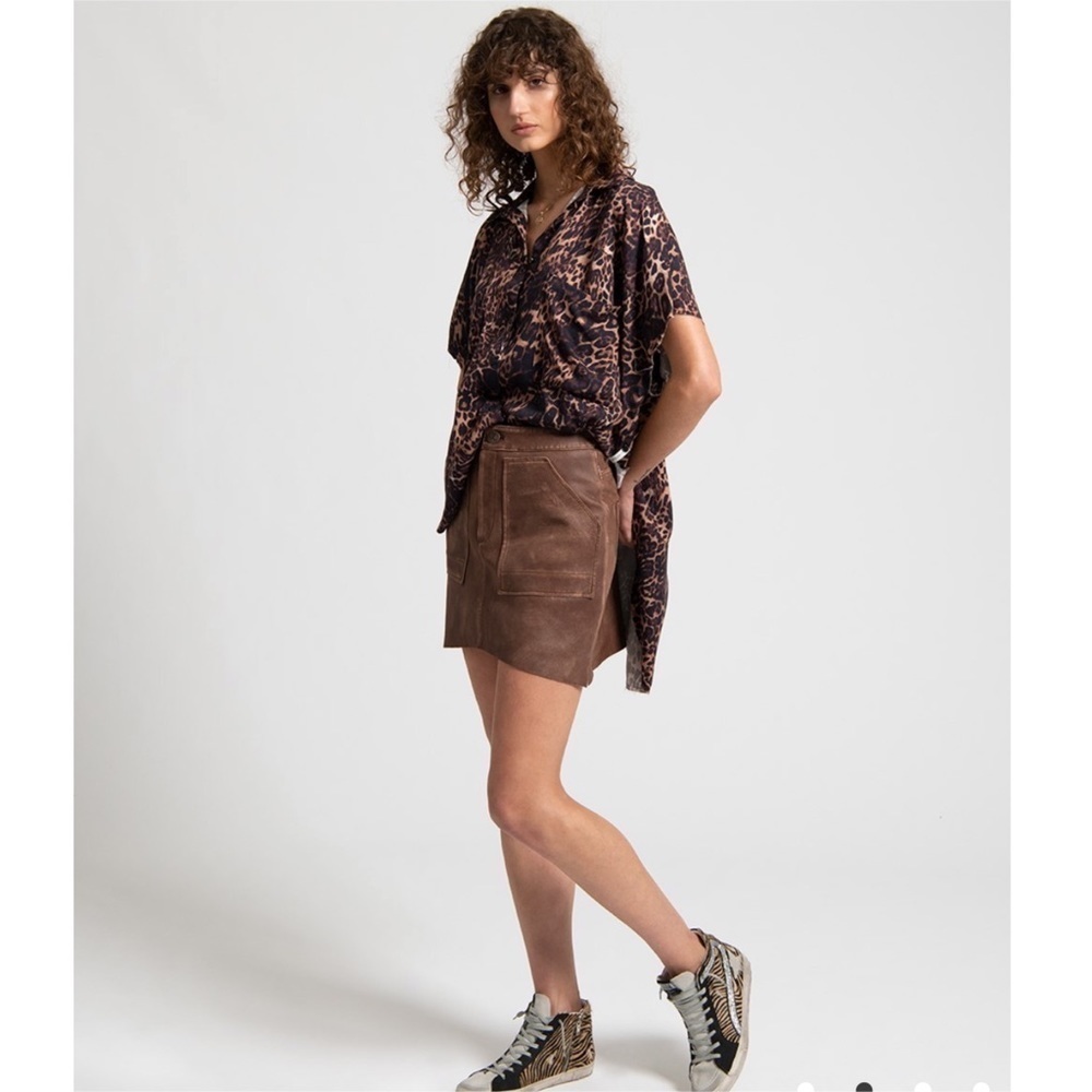 One Teaspoon | The Vintage Leather Voyager Skirt - Picture 2 of 12